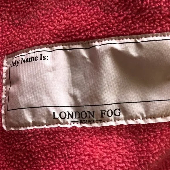 London Fog Hooded Fleece Lined Girls Coat Full Zip Purple with Pink Hearts Sze 5 - Picture 13 of 14